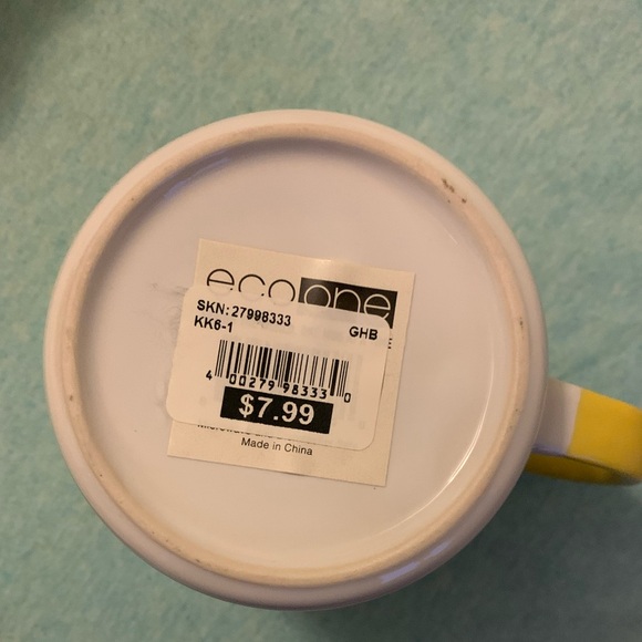 Eco One Beach Party White Mug with Yellow Handle and Black Trim - Picture 2 of 2